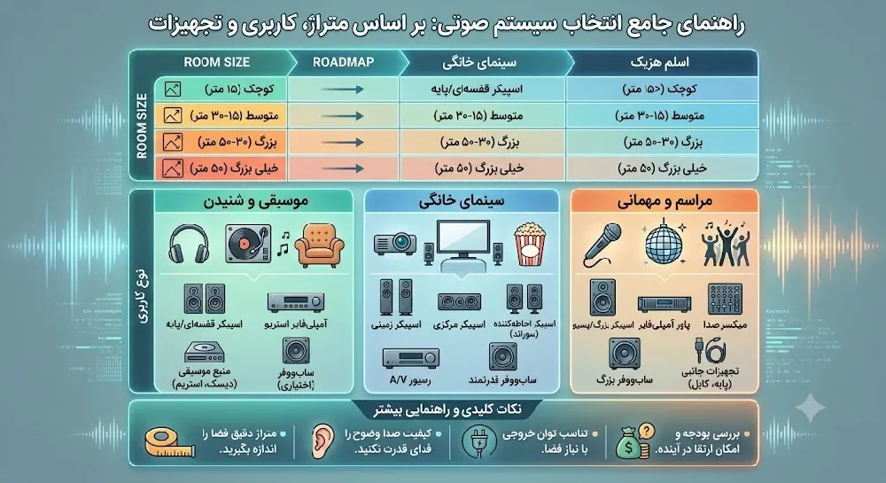 راهنمای انتخاب سیستم صوتی بر اساس متراژ